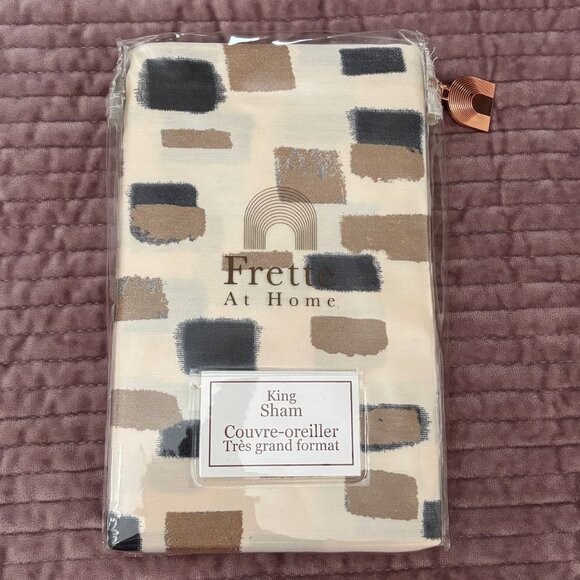 Frette At Home "Mosaic" Ivory-Black King Sham NEW - Picture 6 of 6